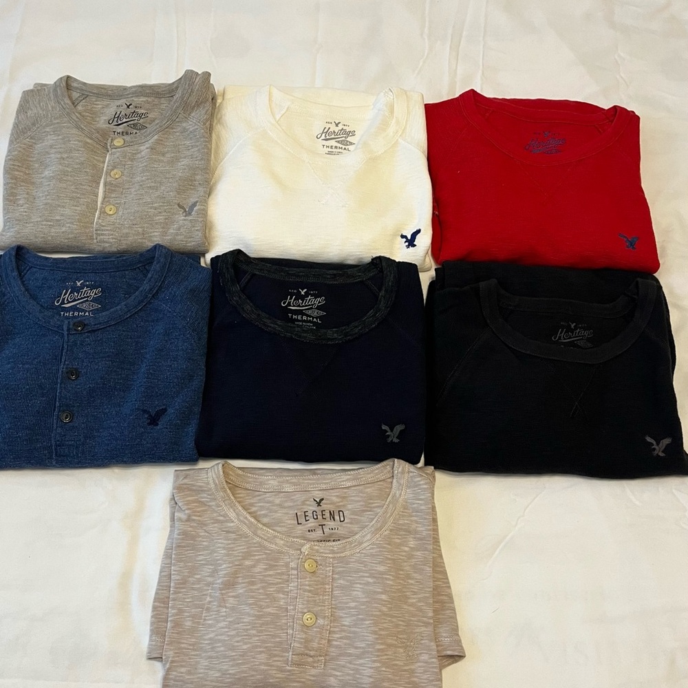 7 American Eagle Outfitters Heritage Long Sleeve Thermal Tee Lot Y2K, Medium